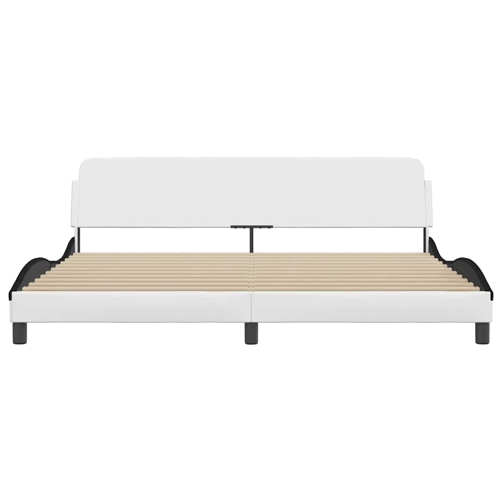 sengeramme Dover 200x200 cm kunstlæder hvid og sort