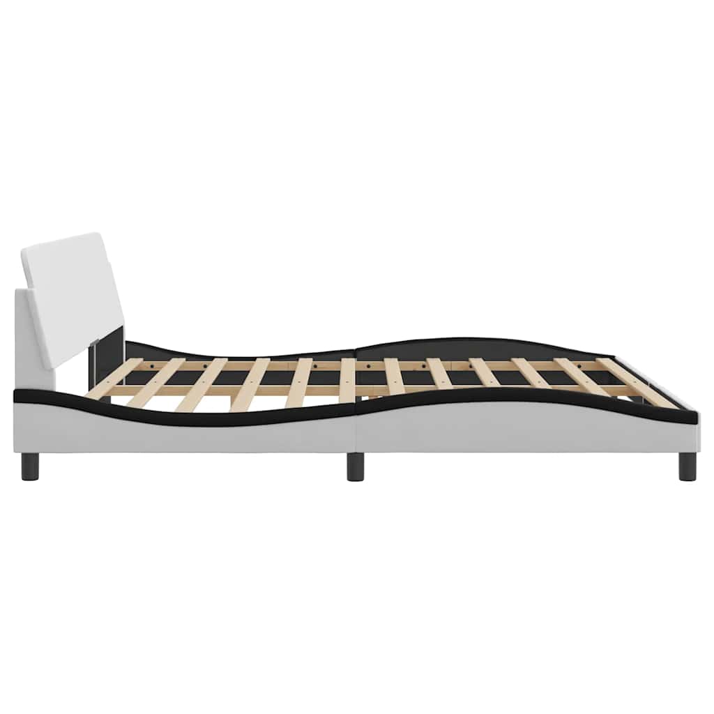 sengeramme Dover 200x200 cm kunstlæder hvid og sort