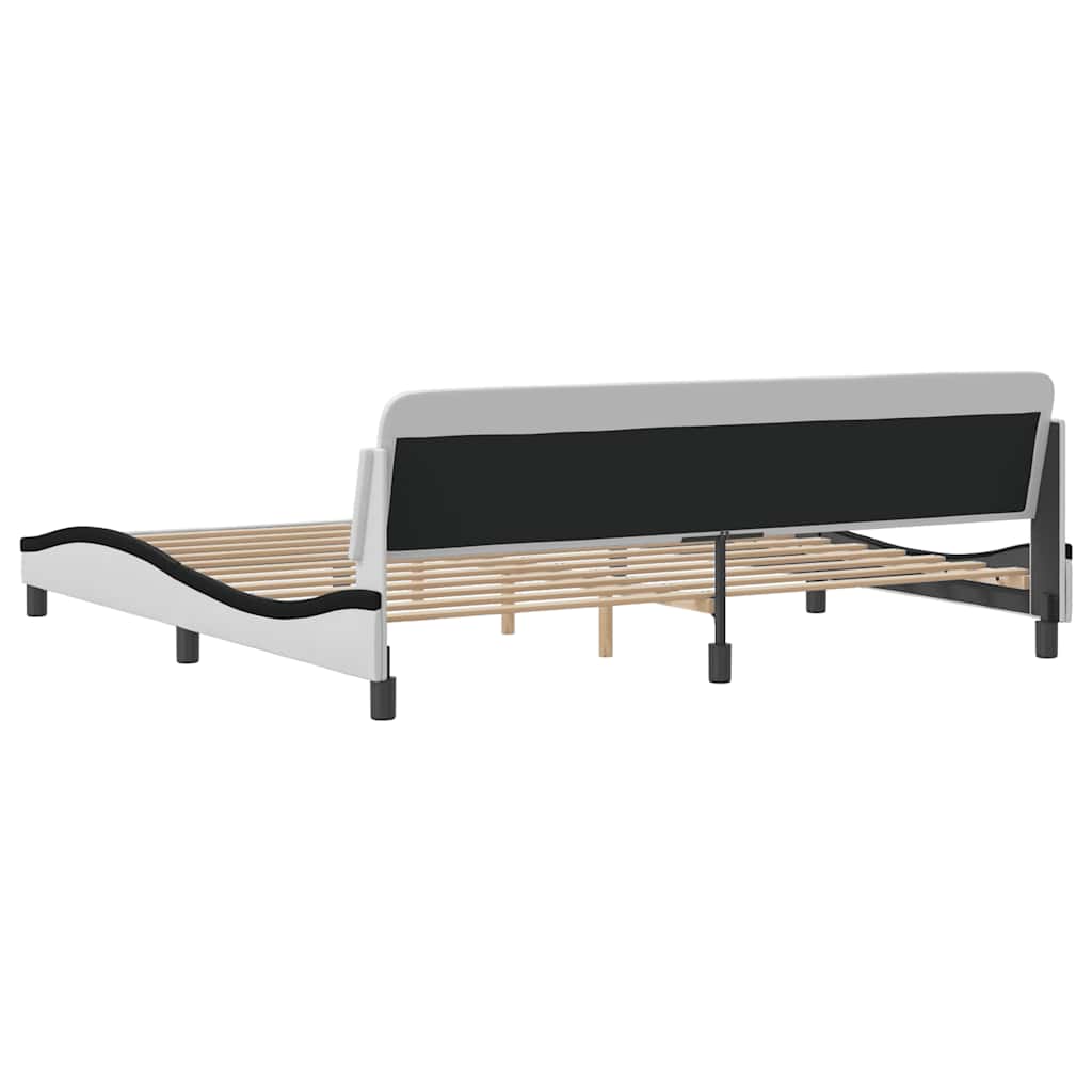 sengeramme Dover 200x200 cm kunstlæder hvid og sort