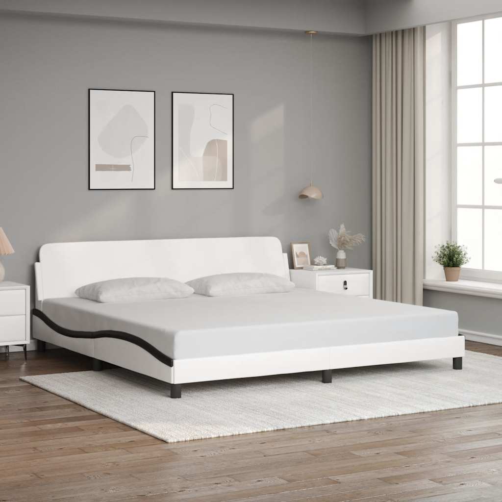 sengeramme Dover 200x200 cm kunstlæder hvid og sort
