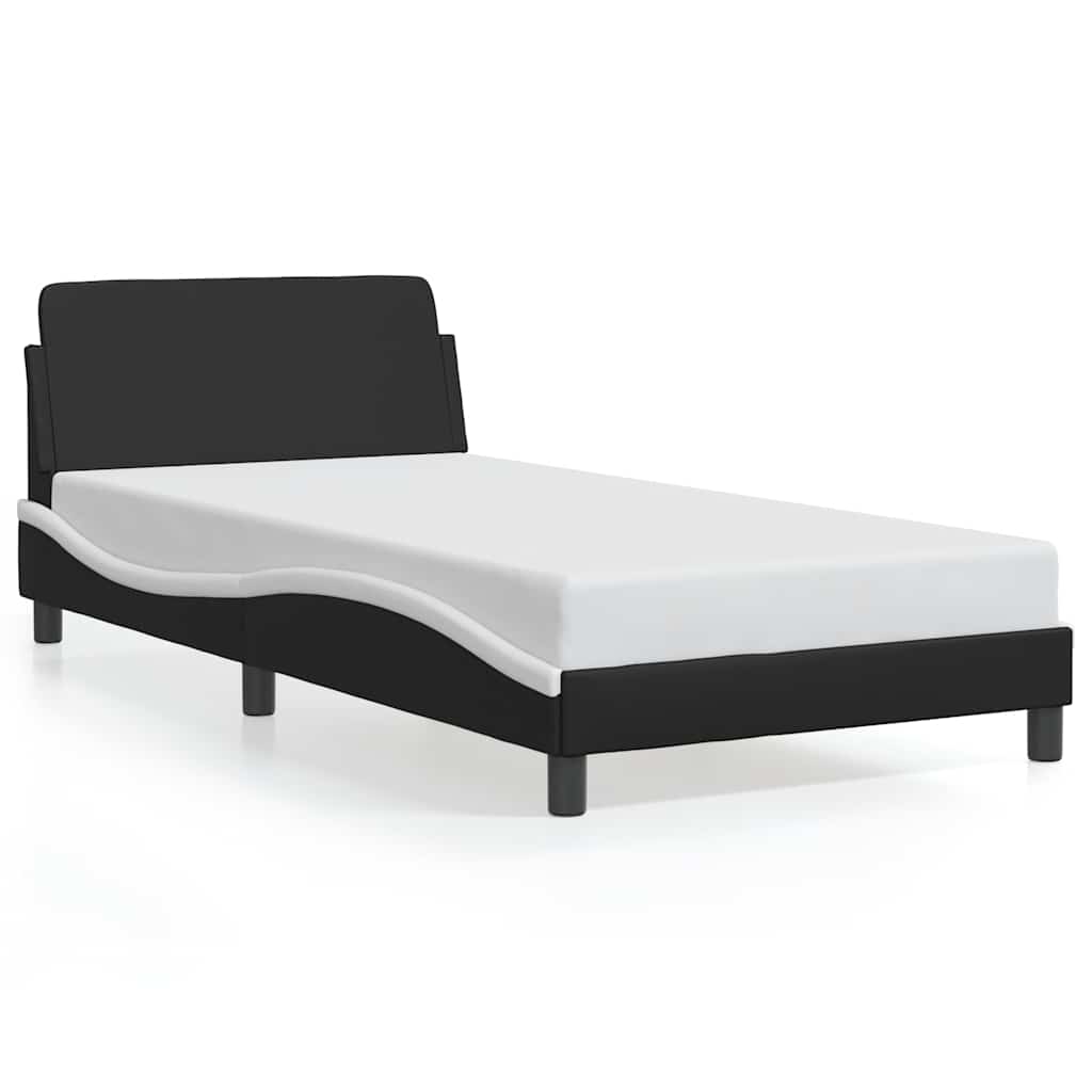 sengeramme Dover 100x190 cm kunstlæder sort og hvid