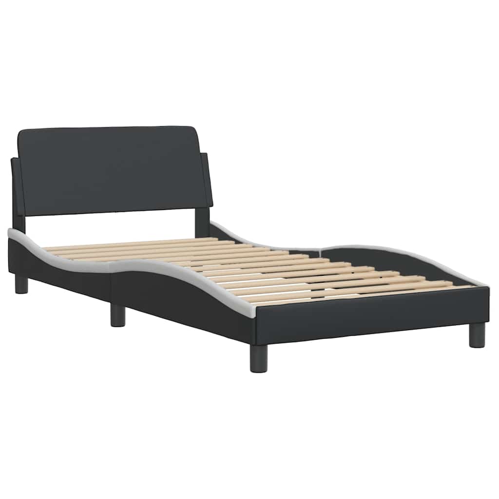 sengeramme Dover 100x190 cm kunstlæder sort og hvid