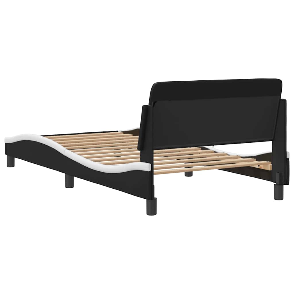 sengeramme Dover 100x190 cm kunstlæder sort og hvid