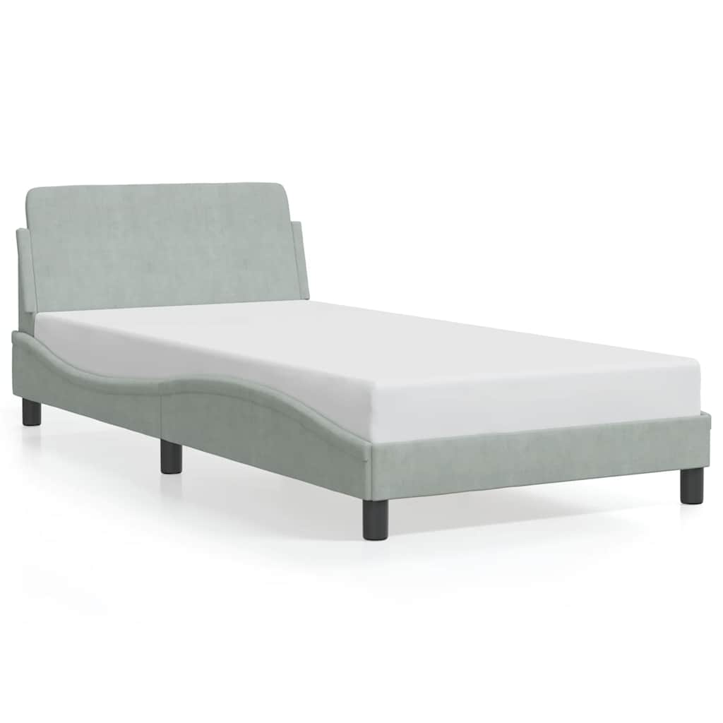 sengeramme Dover 100x203 cm velour lysegrå