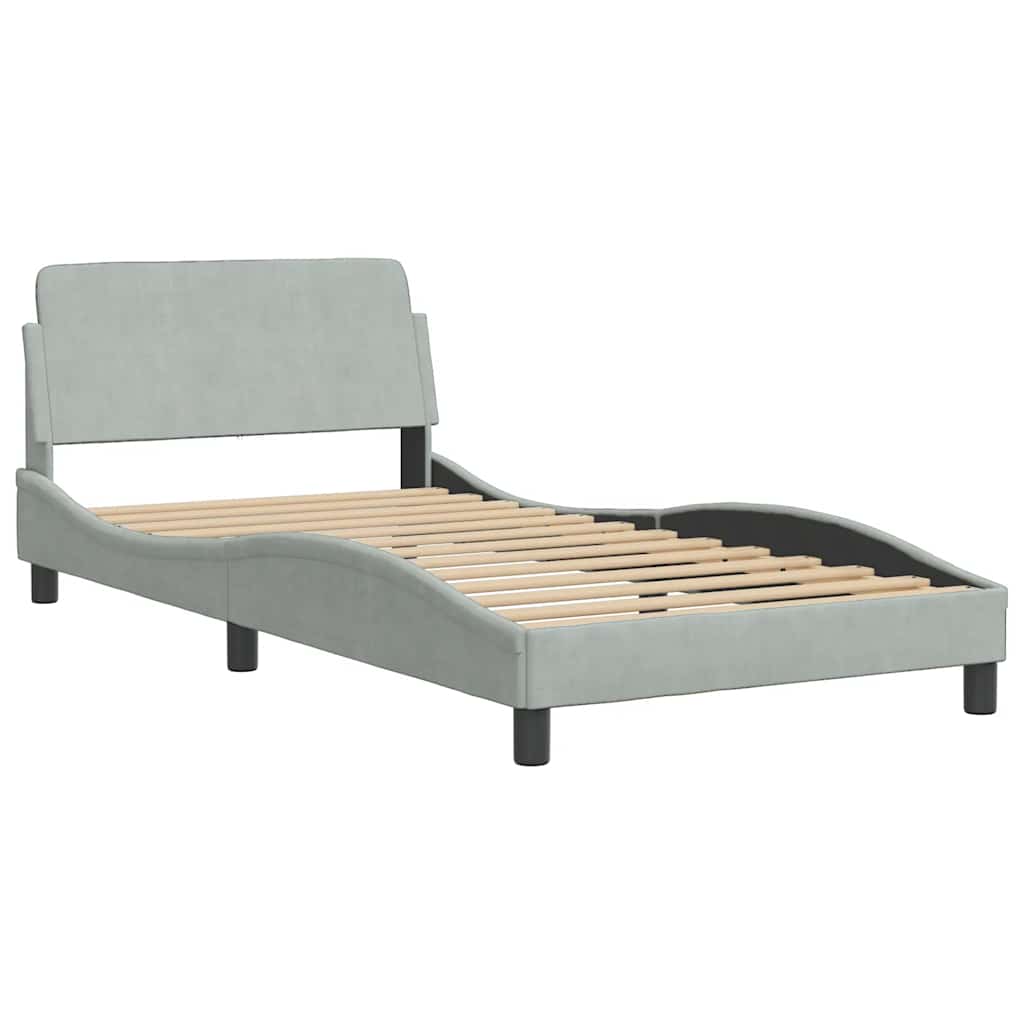 sengeramme Dover 100x203 cm velour lysegrå