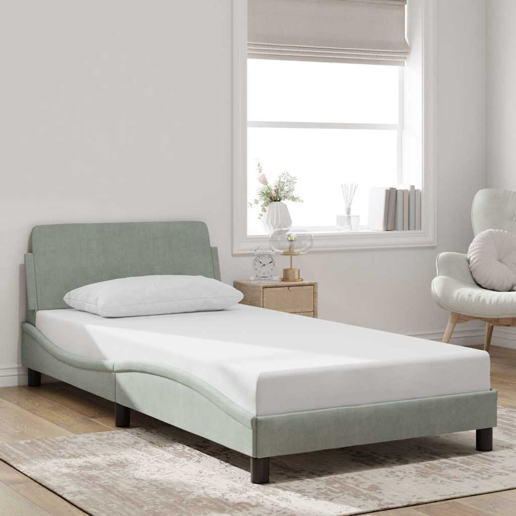 sengeramme Dover 100x203 cm velour lysegrå