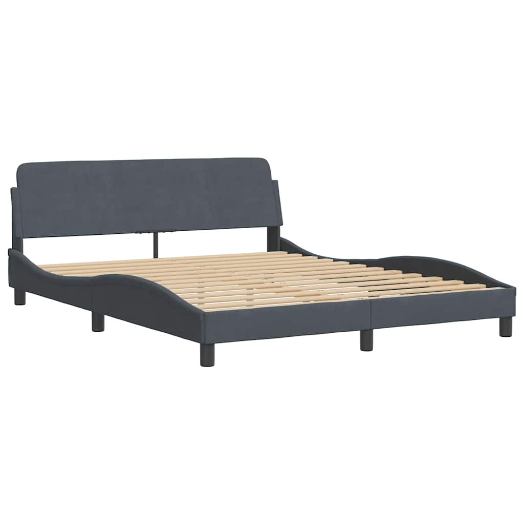 sengeramme Dover 152x203 cm fløjl mørkegrå