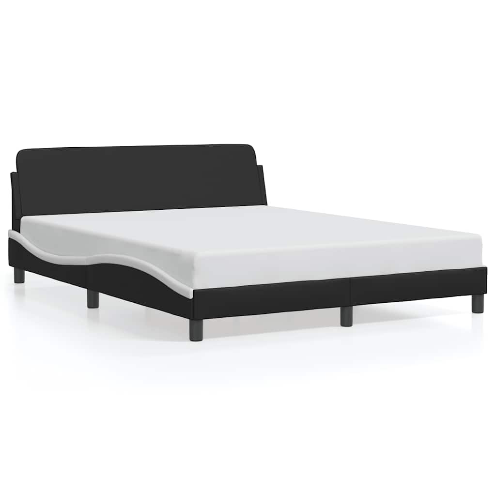 sengeramme Dover 152x203 cm kunstlæder sort og hvid