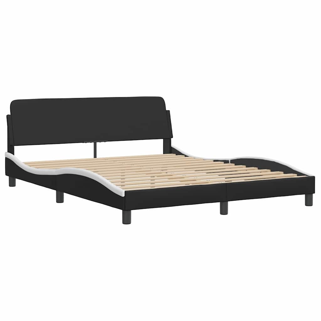 sengeramme Dover 152x203 cm kunstlæder sort og hvid