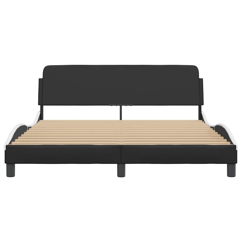 sengeramme Dover 152x203 cm kunstlæder sort og hvid