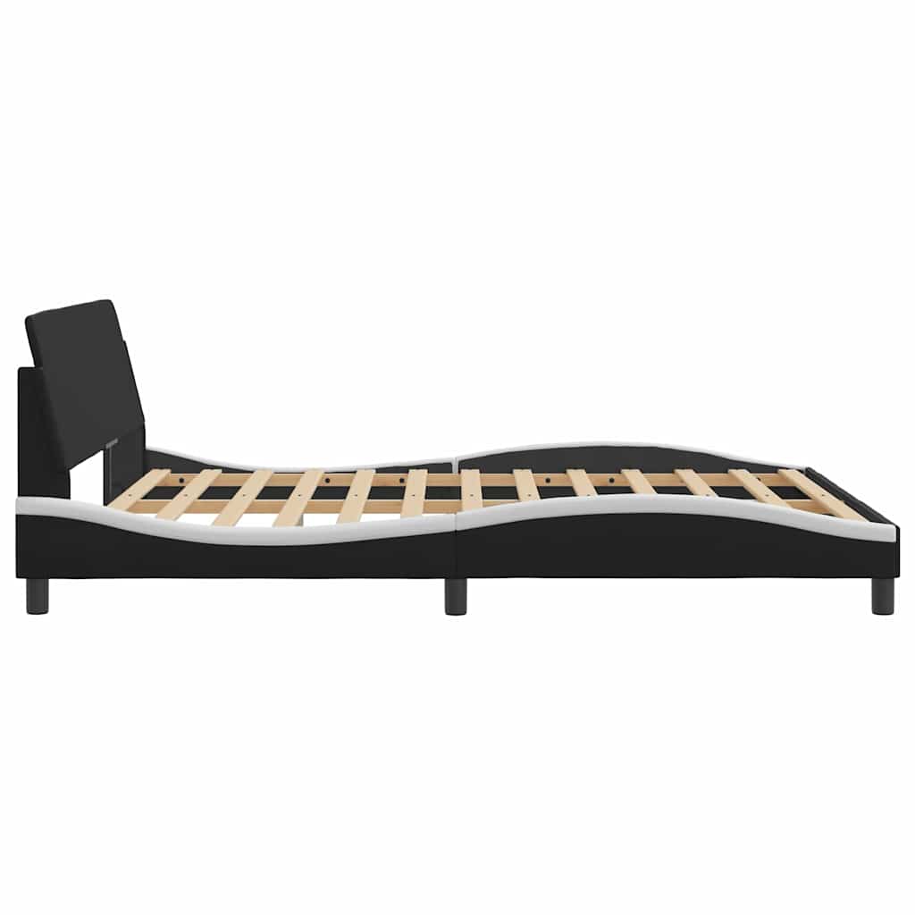 sengeramme Dover 152x203 cm kunstlæder sort og hvid