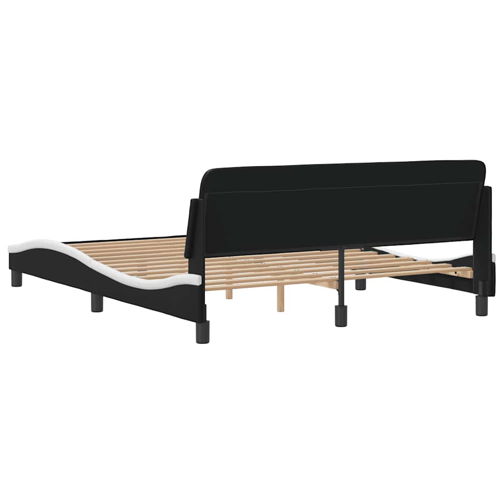 sengeramme Dover 152x203 cm kunstlæder sort og hvid