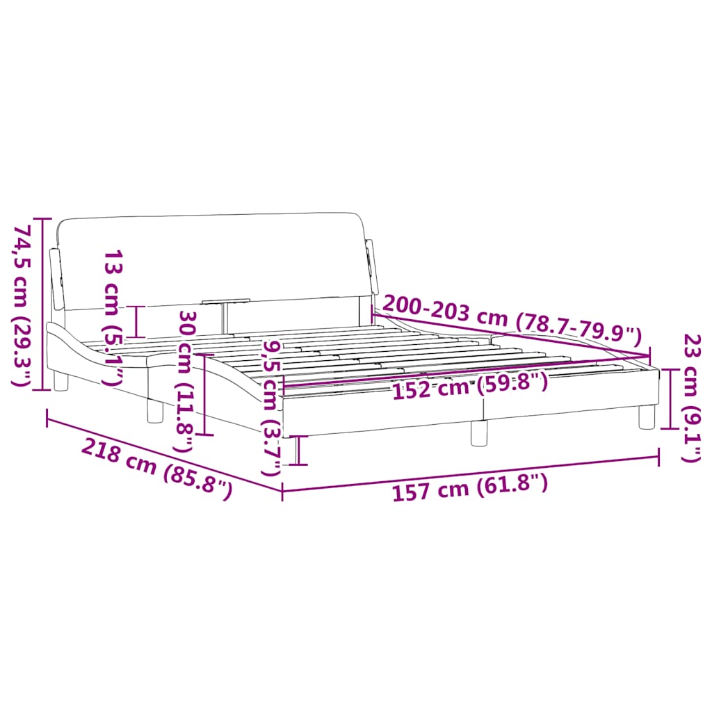 sengeramme Dover 152x203 cm kunstlæder sort og hvid
