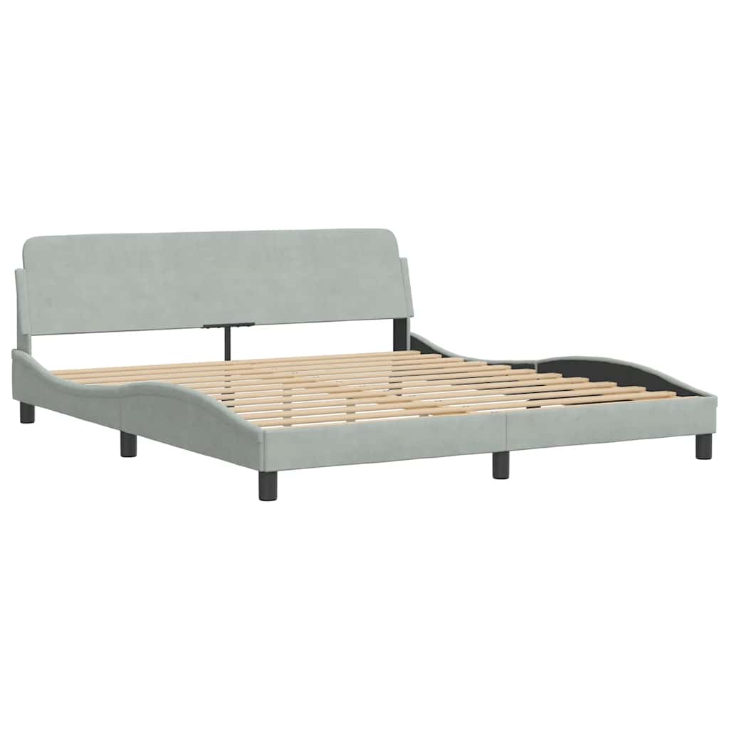 sengeramme Dover 183x213 cm velour lysegrå