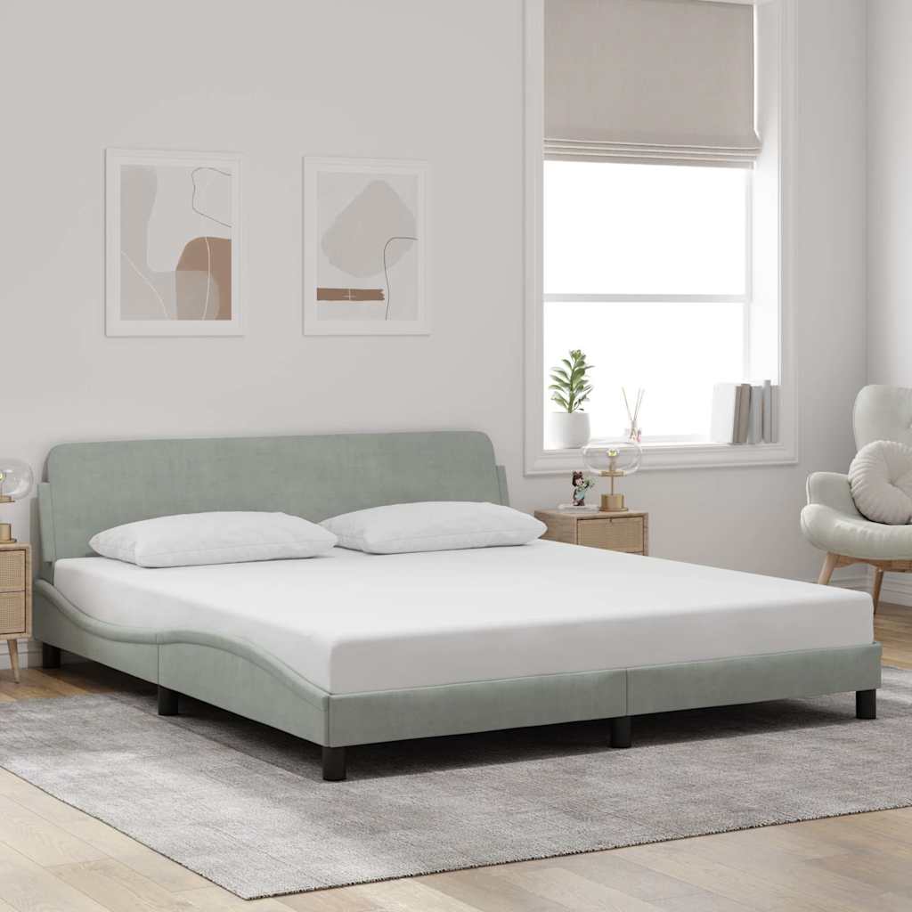 sengeramme Dover 183x213 cm velour lysegrå