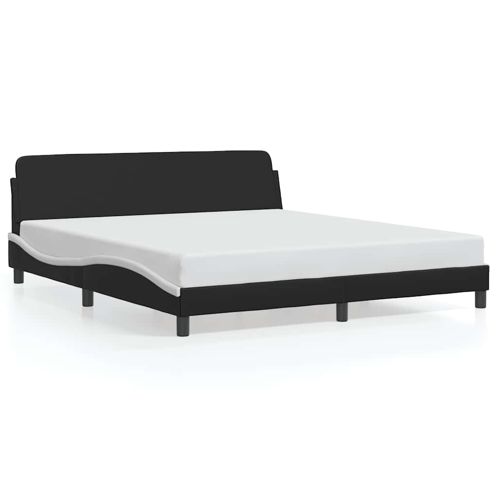 sengeramme Dover 152x203 cm kunstlæder sort og hvid