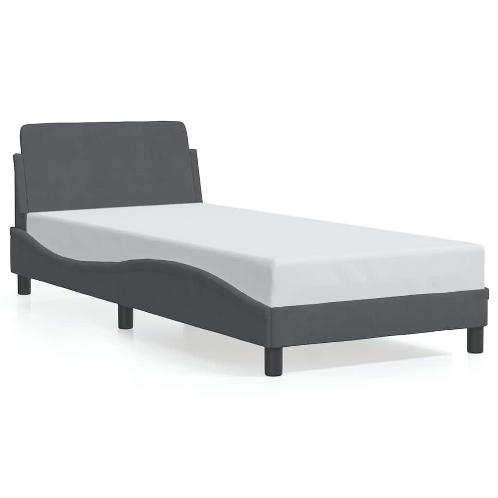 sengestel Dover mørkegrå 90x190 cm fløjl