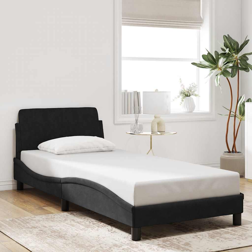 sengestel Dover sort 90x190 cm fløjl