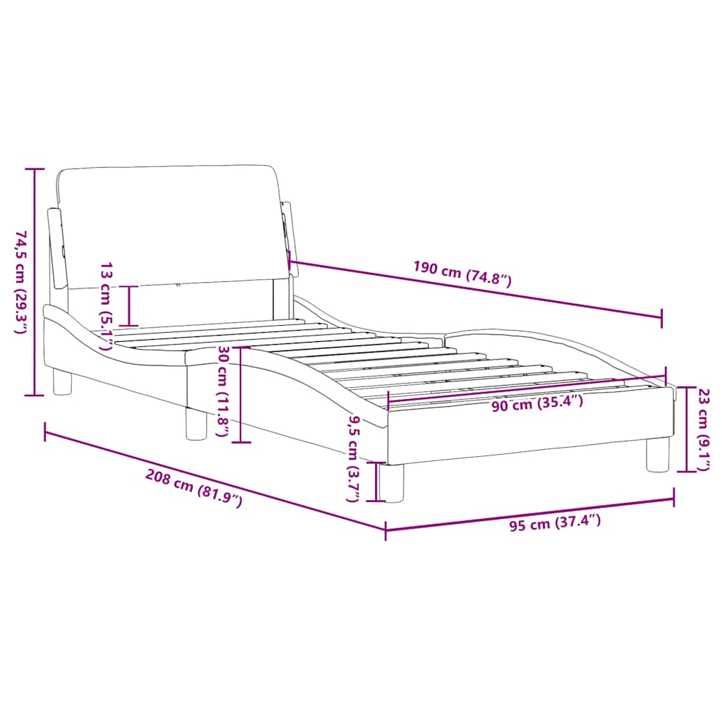 sengestel Dover sort 90x190 cm kunstlæder
