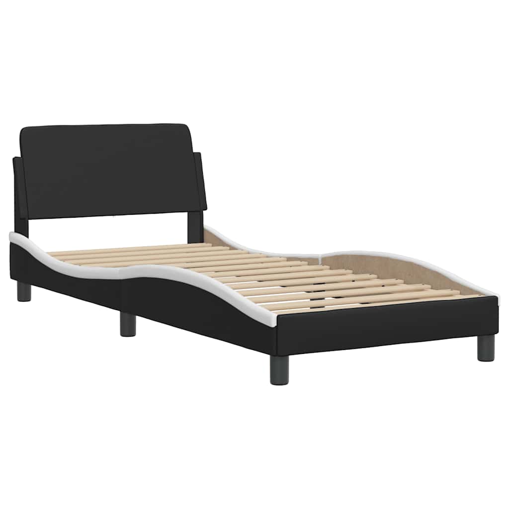 sengestel Dover sort og hvid 90x190 cm kunstlæder