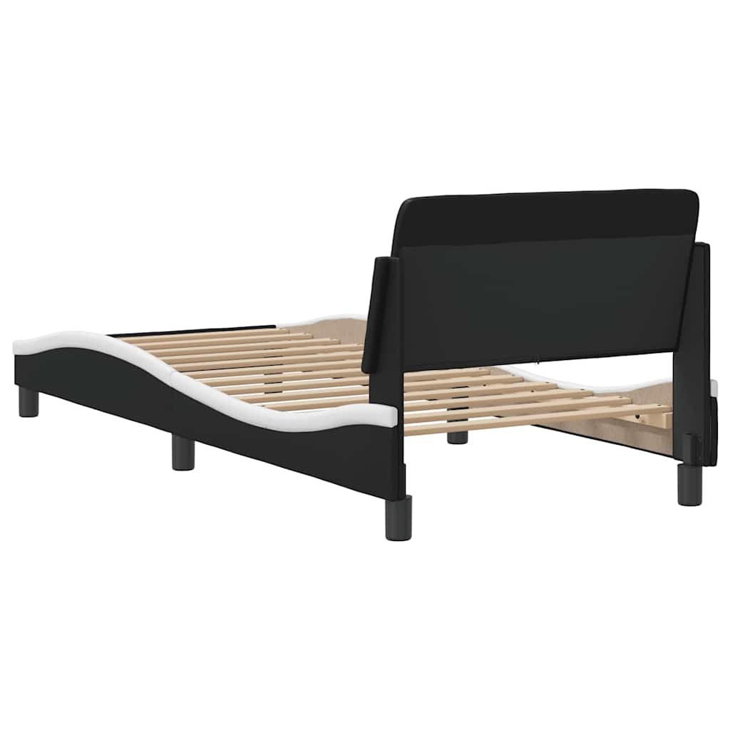 sengestel Dover sort og hvid 90x190 cm kunstlæder