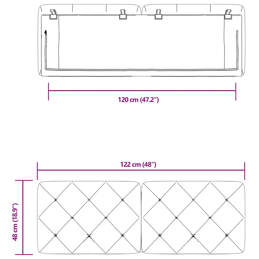 gavlpude 120 cm velour blå