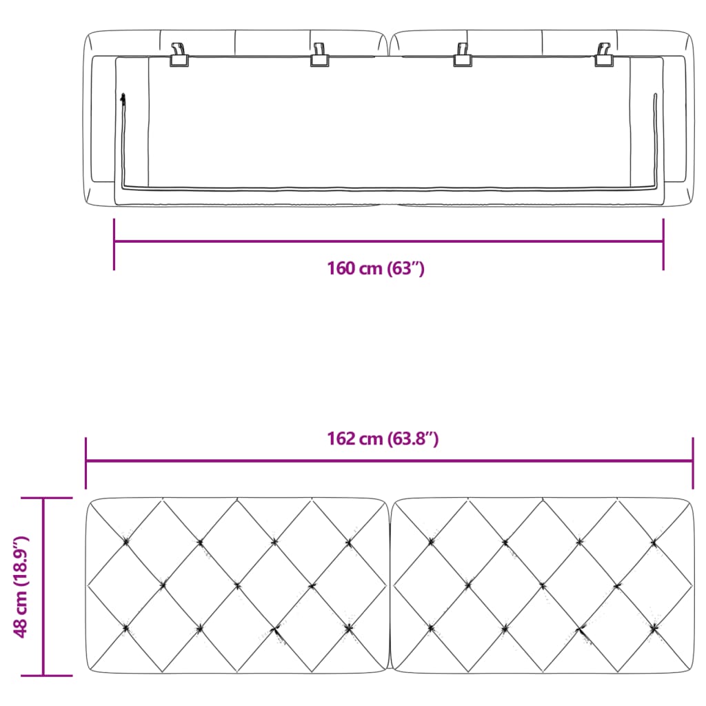 gavlpude 160 cm velour mørkegrå