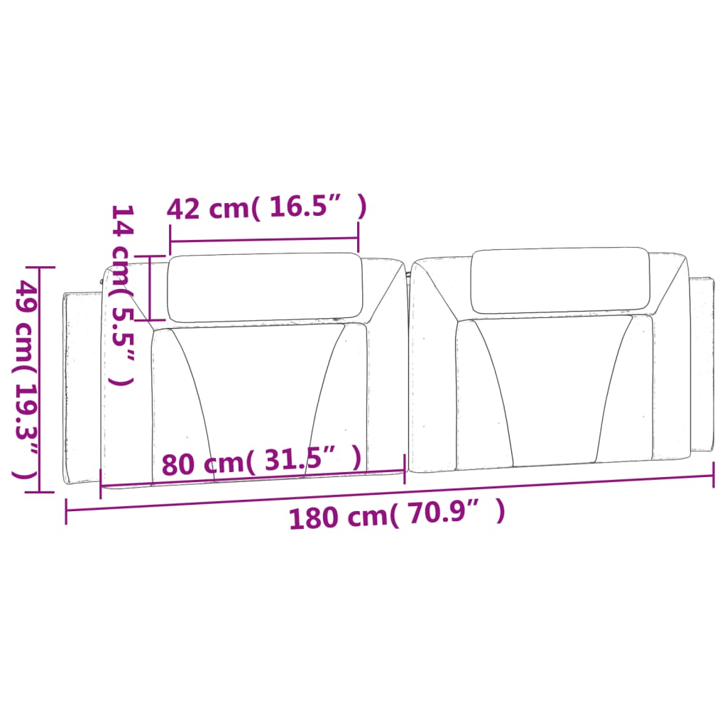 gavlpude Viana 180 cm kunstlæder hvid og sort