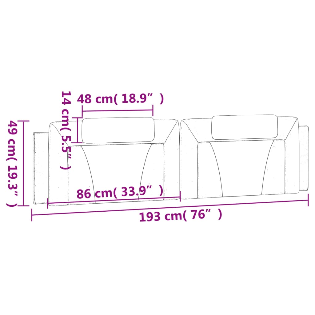 gavlpude Viana 193 cm kunstlæder sort og hvid