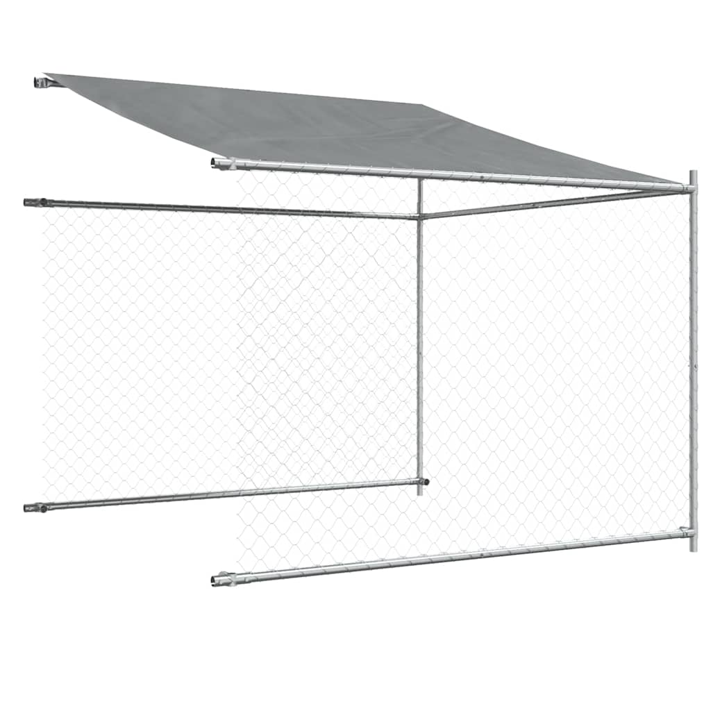 hundegård med tag og låge 6x2x2 m galvaniseret stål grå