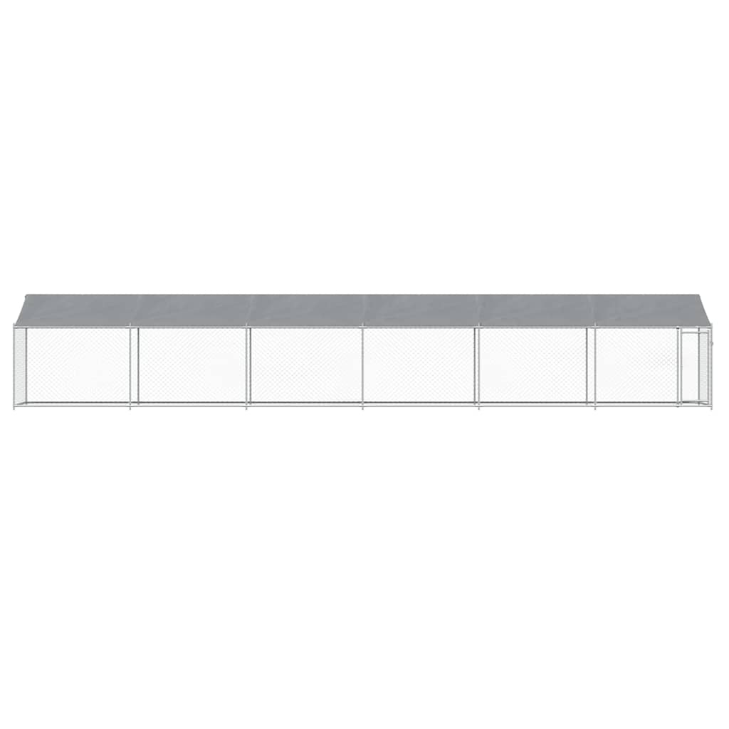 hundegård med tag og låge 12x2x2 m galvaniseret stål grå
