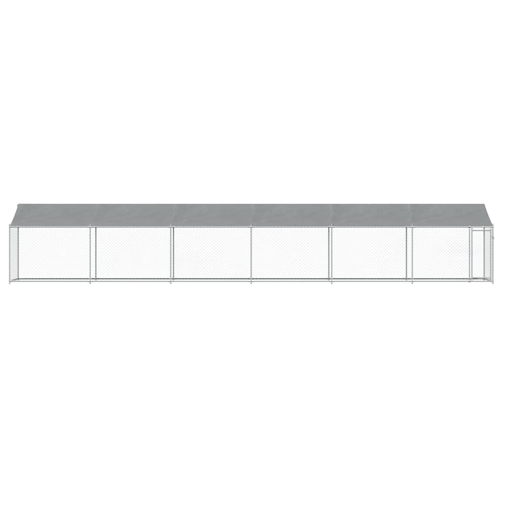 hundegård med tag og låge 12x2x2 m galvaniseret stål grå