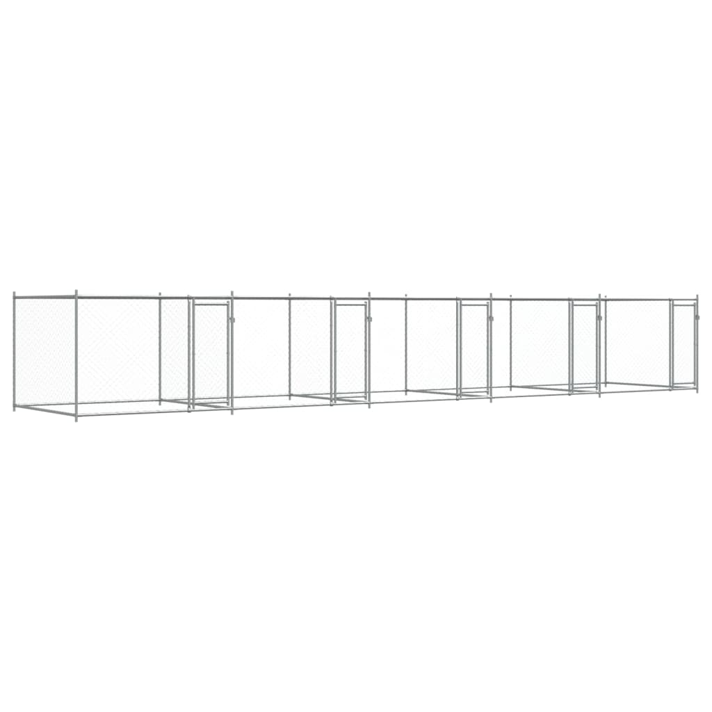 hundegård med låger 10x2x1,5 m galvaniseret stål grå