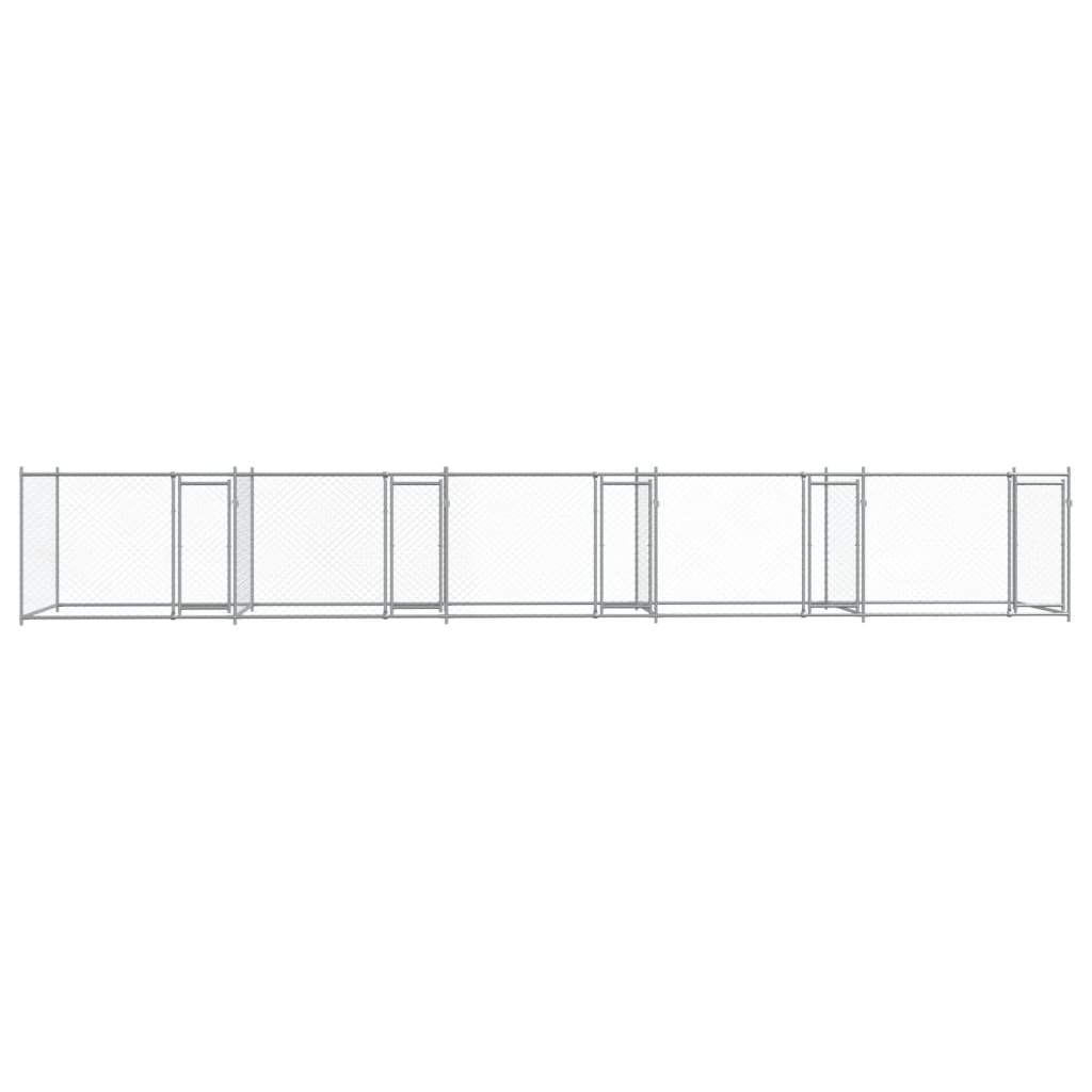 hundegård med låger 10x2x1,5 m galvaniseret stål grå