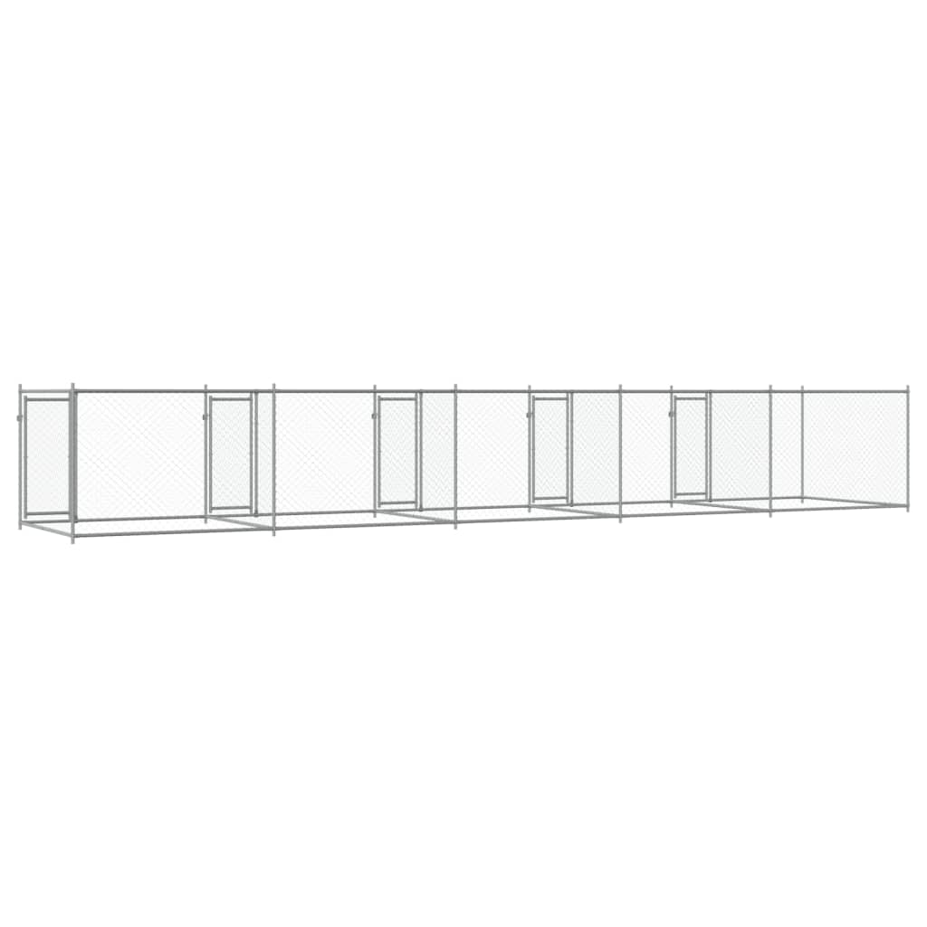 hundegård med låger 10x2x1,5 m galvaniseret stål grå