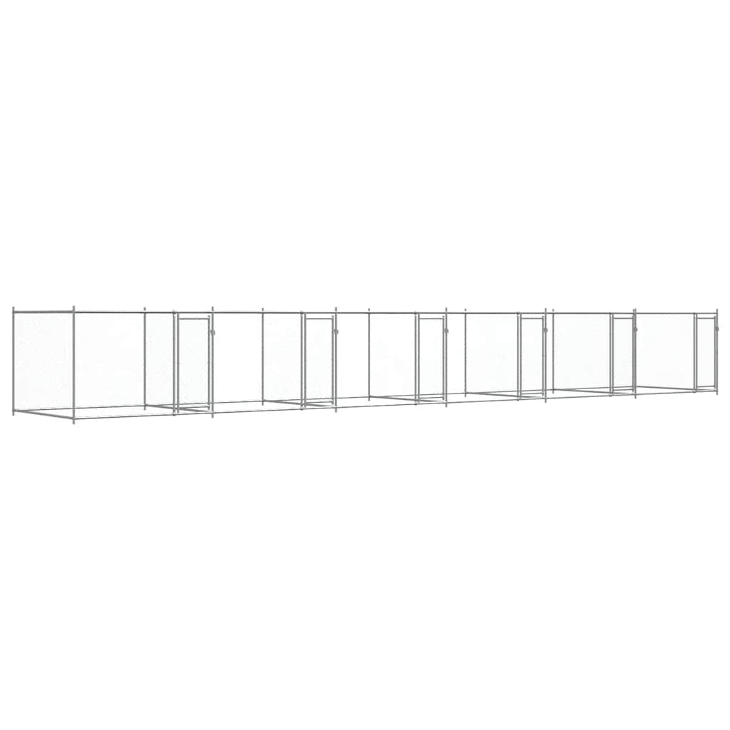 hundegård med låger 12x2x1,5 m galvaniseret stål grå
