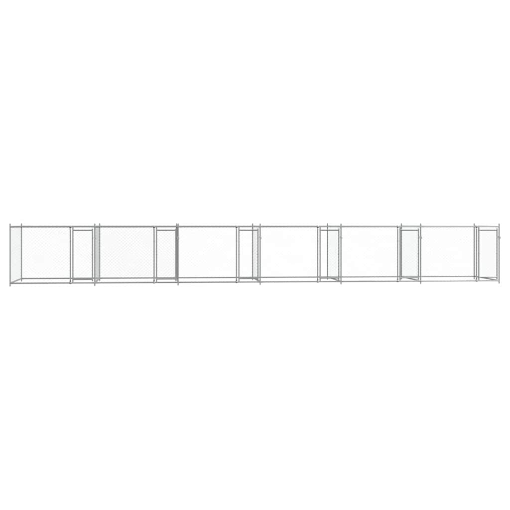 hundegård med låger 12x2x1,5 m galvaniseret stål grå