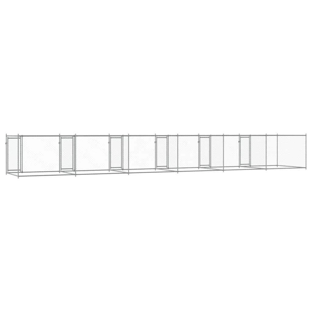 hundegård med låger 12x2x1,5 m galvaniseret stål grå