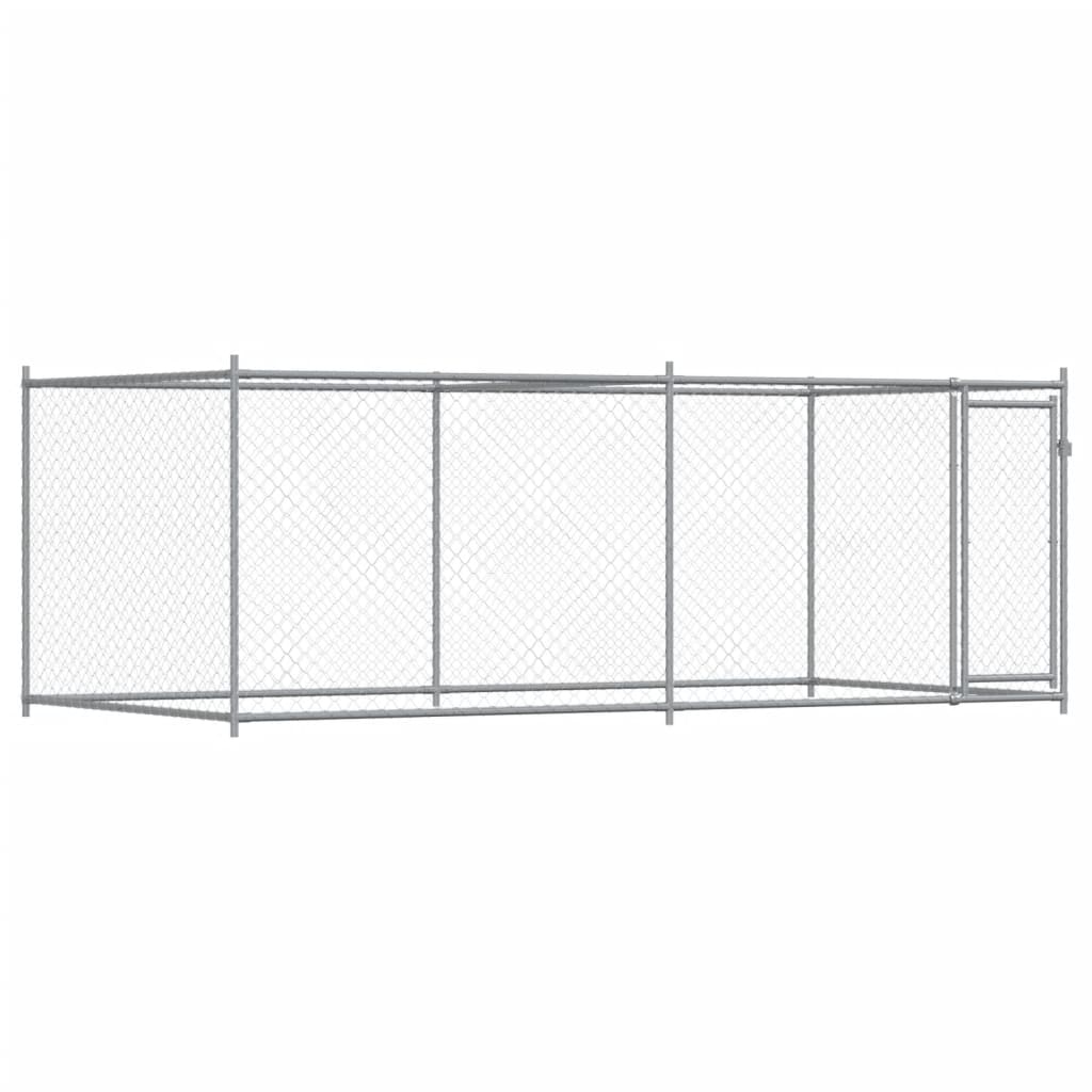hundegård med låge 4x2x1,5 m galvaniseret stål grå