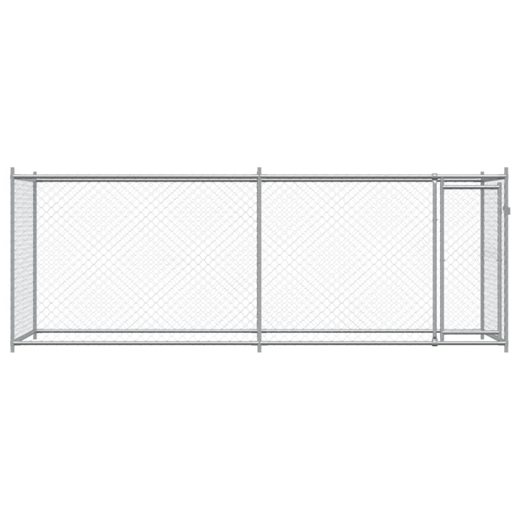hundegård med låge 4x2x1,5 m galvaniseret stål grå