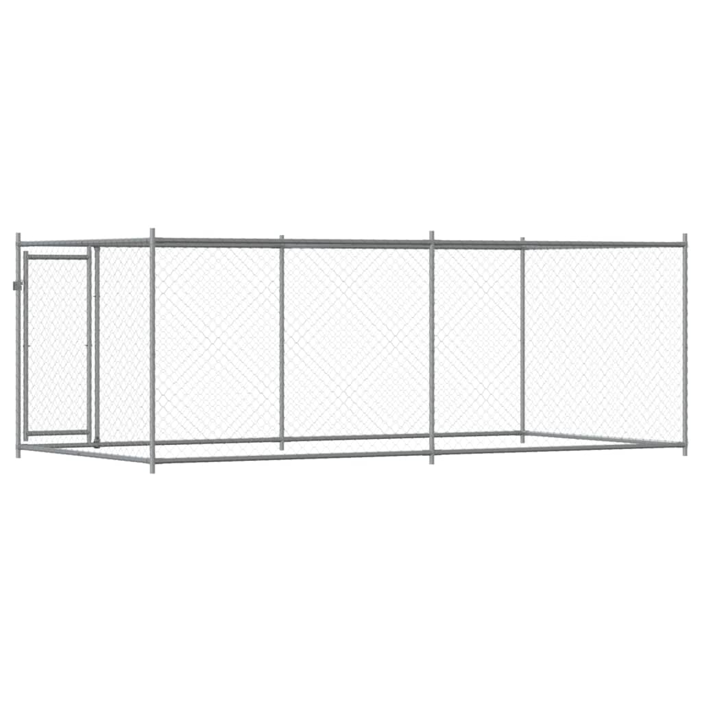 hundegård med låge 4x2x1,5 m galvaniseret stål grå