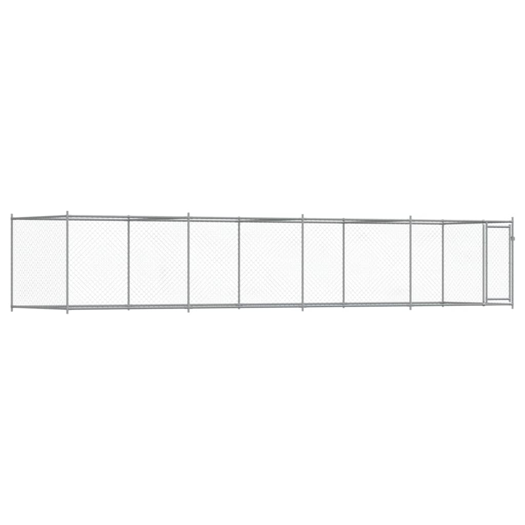 hundegård med låge 8x2x1,5 m galvaniseret stål grå
