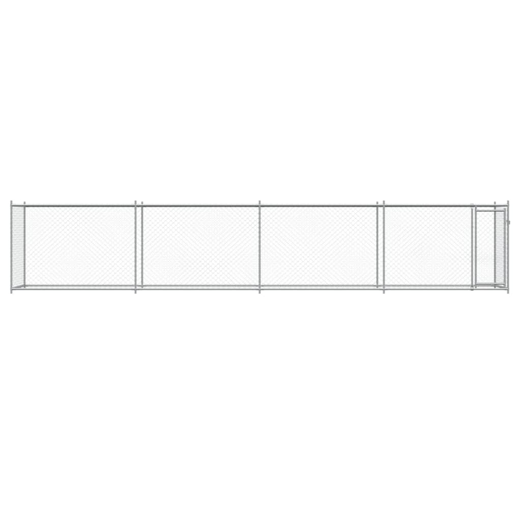 hundegård med låge 8x2x1,5 m galvaniseret stål grå