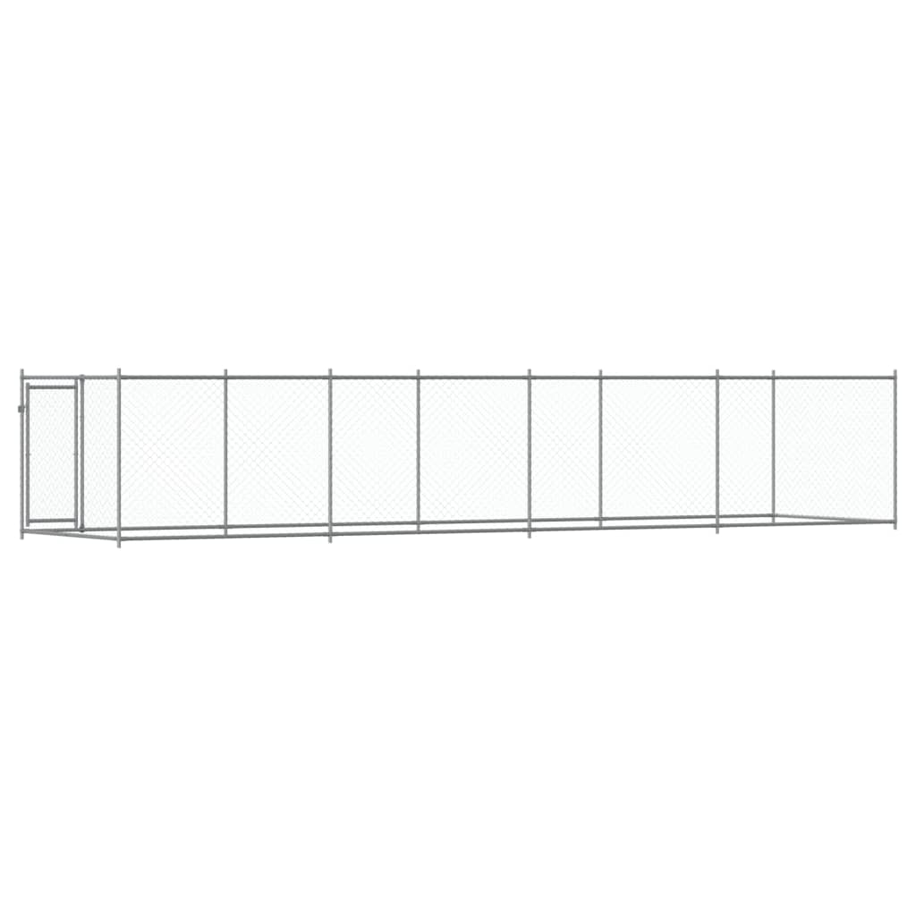 hundegård med låge 8x2x1,5 m galvaniseret stål grå