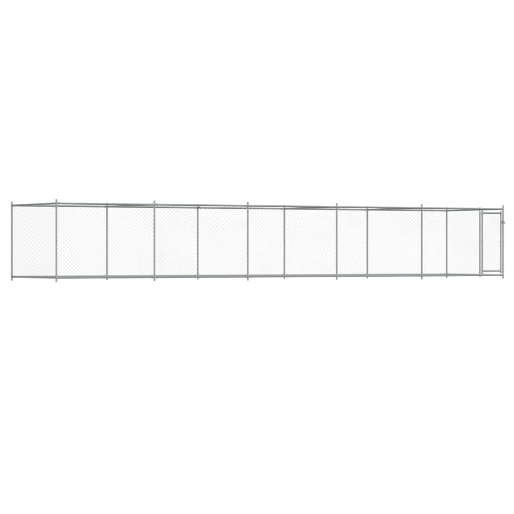 hundegård med låge 10x2x1,5 m galvaniseret stål grå