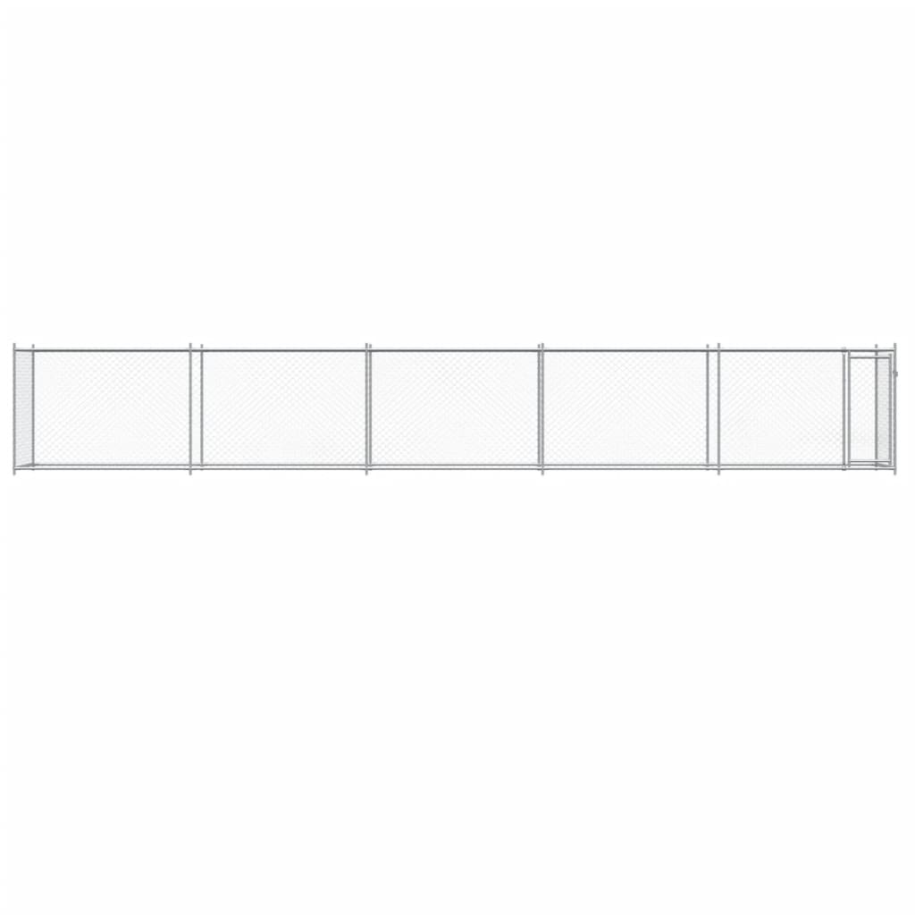 hundegård med låge 10x2x1,5 m galvaniseret stål grå