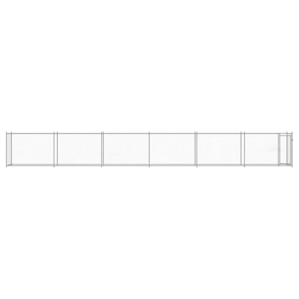 hundegård med låge 12x2x1,5 m galvaniseret stål grå