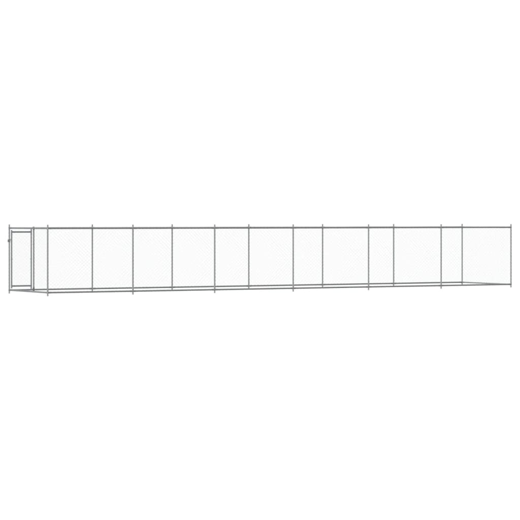 hundegård med låge 12x2x1,5 m galvaniseret stål grå