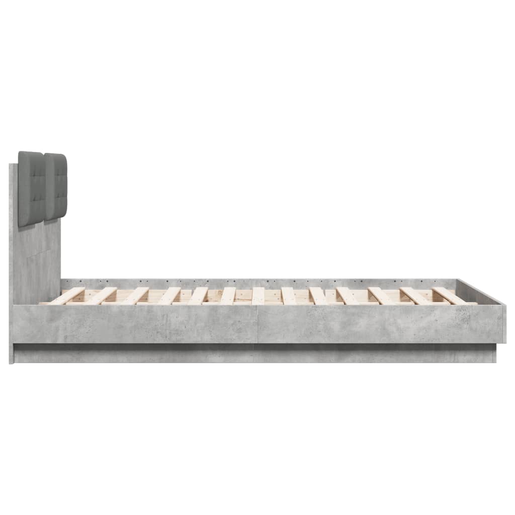 sengeramme med sengegavl 120x190 cm konstrueret træ betongrå
