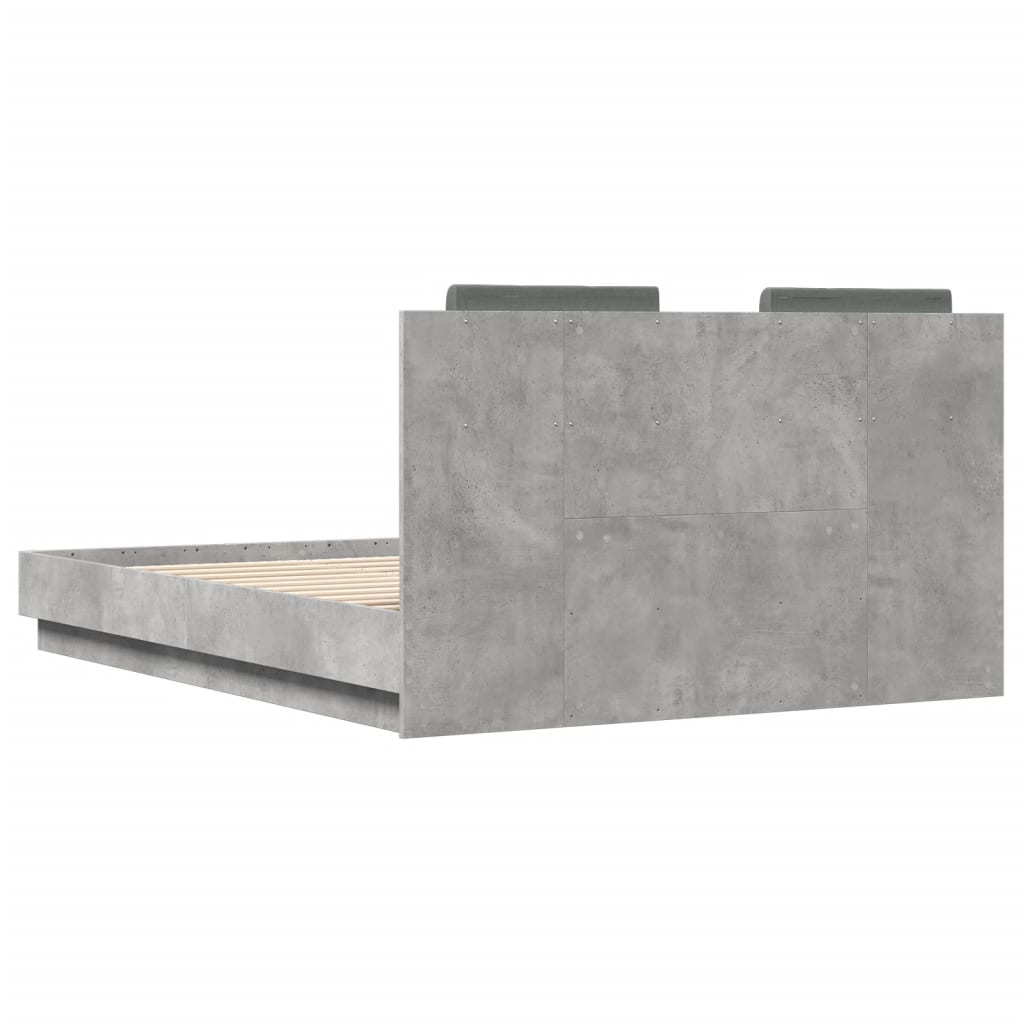 sengeramme med sengegavl 120x190 cm konstrueret træ betongrå